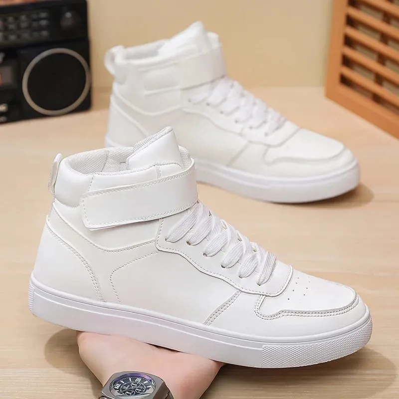 Baskets vulcanisées blanches chaussures plates confortables pour hommes à lacets Zapatillas Hombre automne printemps baskets hautes grande taille 39-48