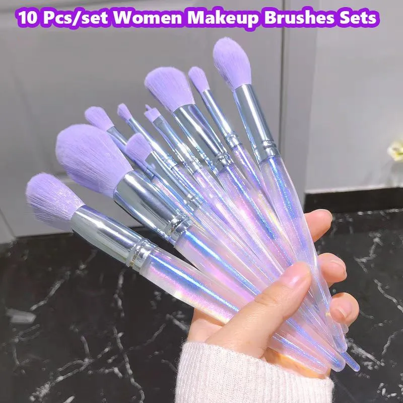 10 Teile/satz Mode Make-Up Pinsel Sets Lidschatten Pulver Foundation Highlighter Augenbraue Pinsel Professionelle Werkzeug — image 6
