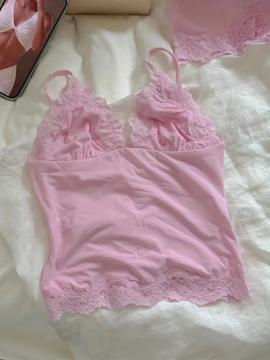 สีชมพูลูกไม้ Trim Bra ชุดผู้หญิงเซ็กซี่สามเหลี่ยมถ้วย Bras + ต่ำเอวกางเกงนักมวยนุ่มสบายชุดชั้นใน 2 ชิ้นชุด — image 6