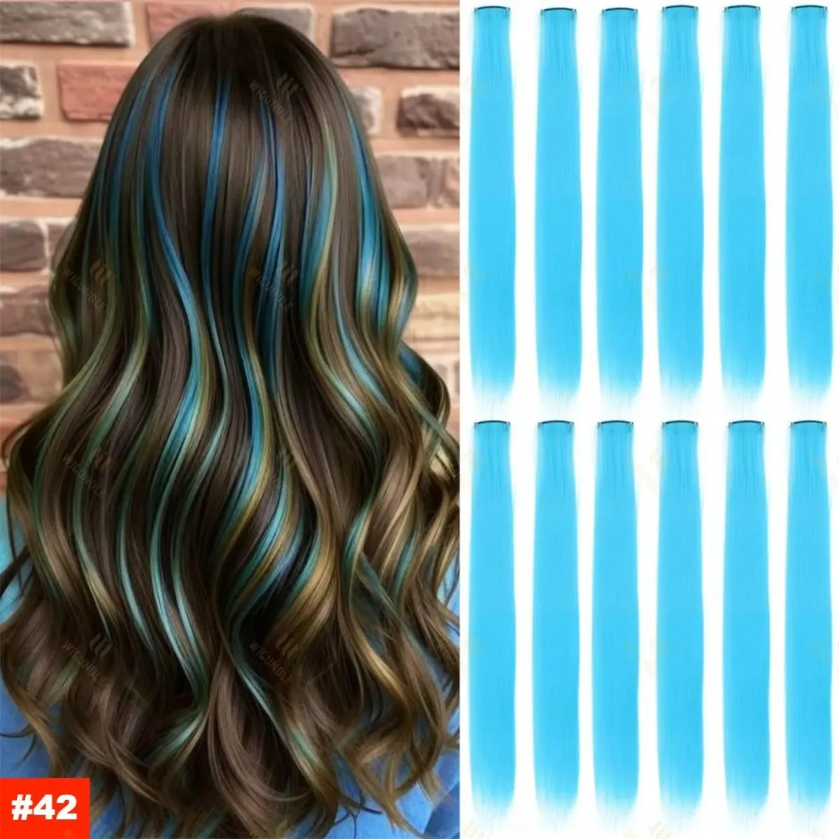 2026 สี Highlight Hair Extensions 22 นิ้วสายรุ้งสังเคราะห์ยาวตรง Hairpieces สีม่วงสีชมพูสีฟ้าสำหรับหญิงสาวเด็ก — image 24