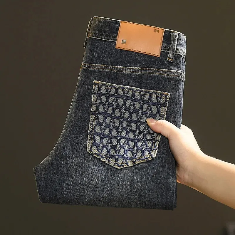 Jean de luxe léger pour hommes, pantalon Slim polyvalent, haut de gamme, décontracté, abordable, à la mode, nouvelle collection printemps et automne 2024 — image 2