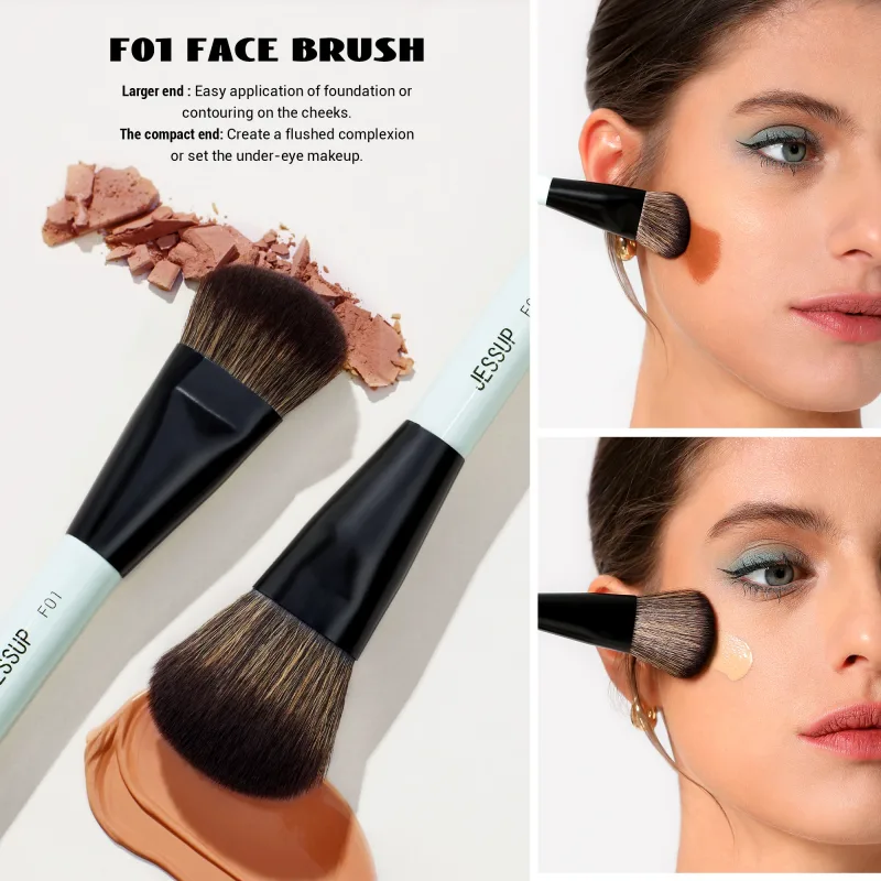 Jessup 2PCS Set Berus Mekap Dua Sisi Kit Berus Pengadun Kontur Asasi Profesional Pemerah Kening Bayang Kening Kit T502 — image 4