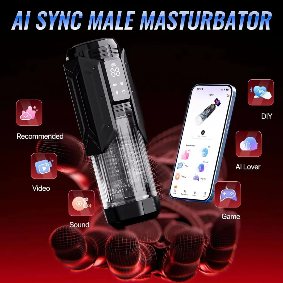 كأس الاستمناء الذكور التلقائي 7 مص الدورية لعق وبالتالي APP LED وسائط جيب كس الضارب اللسان الجنس لعب للرجال — image 6