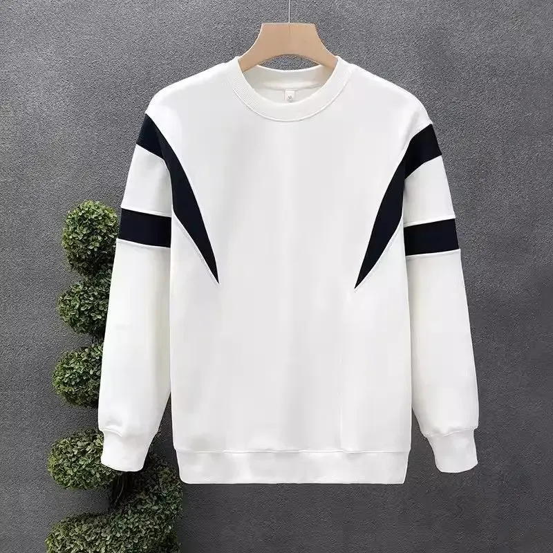 Men Clothing Trend Contrast Patchwork Lazy Style Hoodies Sweatshirts Spring Autumn Long Sleeve Loose Fashion Tops Korean Casual — image 7