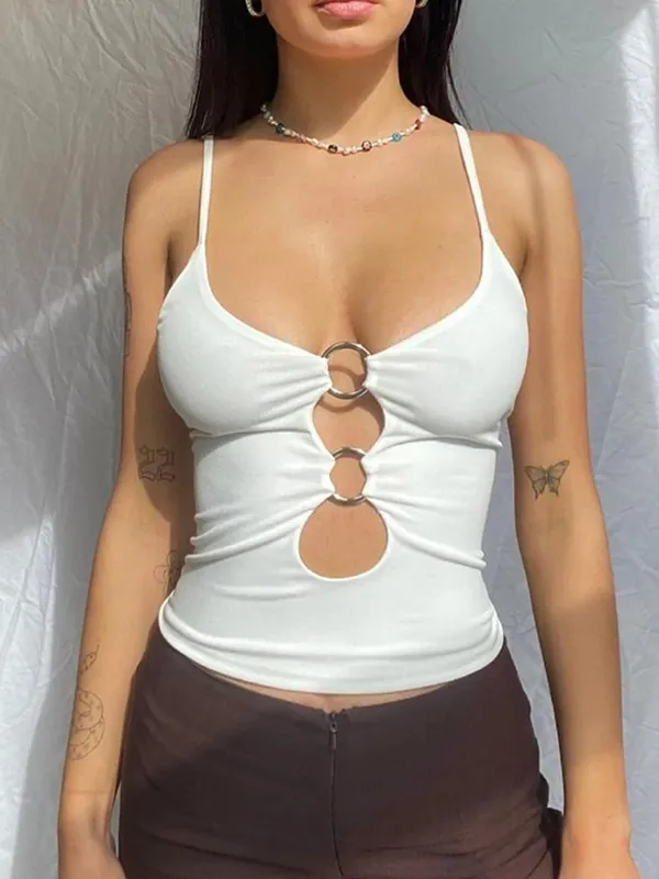 ลำลองแขนกุดCami Topผู้หญิงBackless Hollow Outเซ็กซี่Crop Tops Teesแฟชั่นฟิตเนสCamisole 2024 — image 4