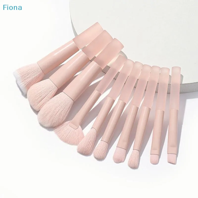 ☭ 10 pinceaux de maquillage de voyage avec manche rose, fond de teint synthétique, poudre, fard à paupières, mini ensemble de pinceaux de maquillage. — image 1