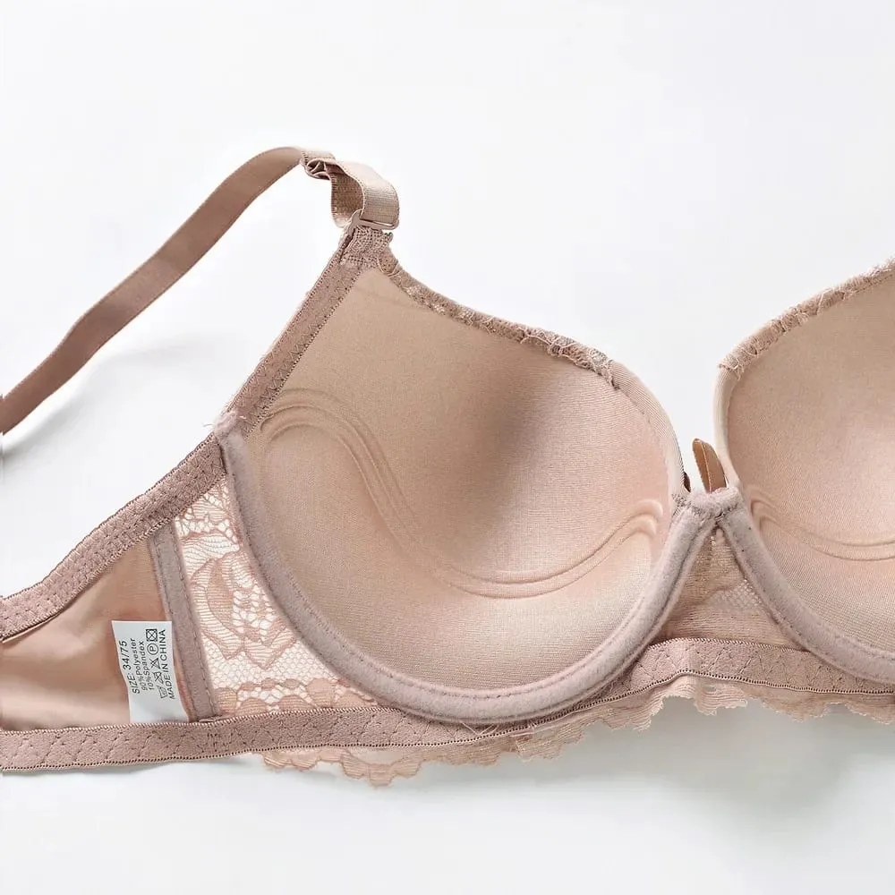 Set Bra Wanita Seksi Renda Nipis Cawan Kumpul Tekan Ke Atas Boleh Laras Selesa Bernafas Set Pakaian Dalam Wanita Lembut Set Bra — image 6