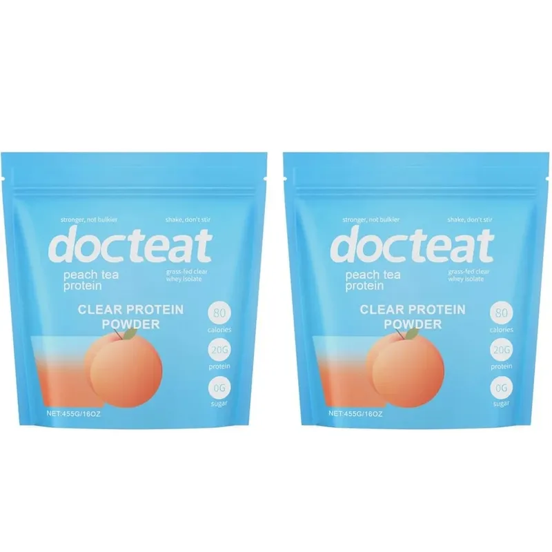 Docteat 복숭아 차 투명 단백질 파우더 455g 분리유청 및 스테비아 20g 단백질 저지방 0g 설탕 피트니스 운동 회복 지원 — image 8