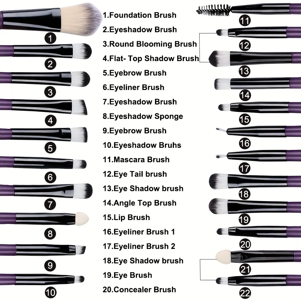 Conjunto de pincéis de maquiagem para os olhos, 20 peças, portátil, macio, ferramentas de beleza, base, sombra, delineador, multifuncional, iniciante — image 4