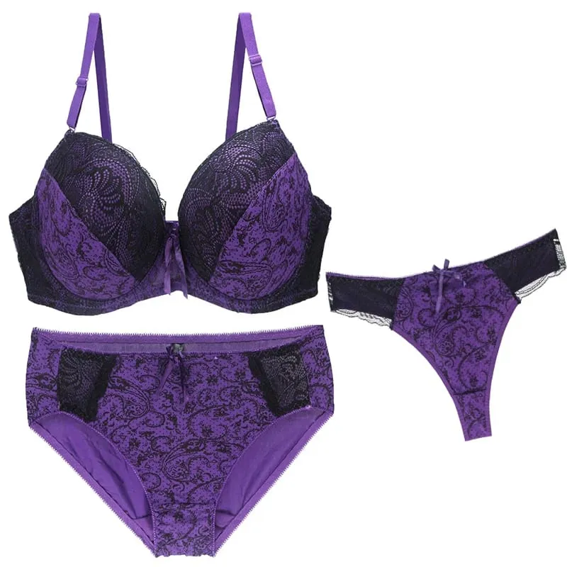 Nouvell Seamless Push Up Bra Sets For Women 3 Piece Underwear Transparent BCDEF Cup Beige Black Blue Purple Red White Lingerie — image 10