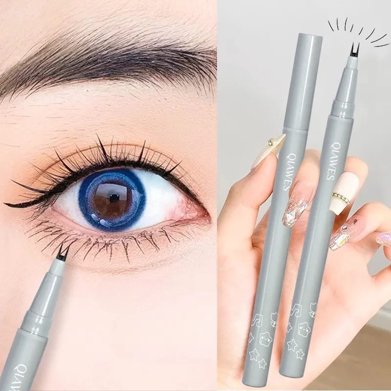 Eyeliner Cair Cakar Ganda Ultratipis 2 Ujung Garpu Tahan Air Pensil Eyeliner Bulu Mata Bawah Cepat Kering Riasan Mata Tahan Keringat — image 6