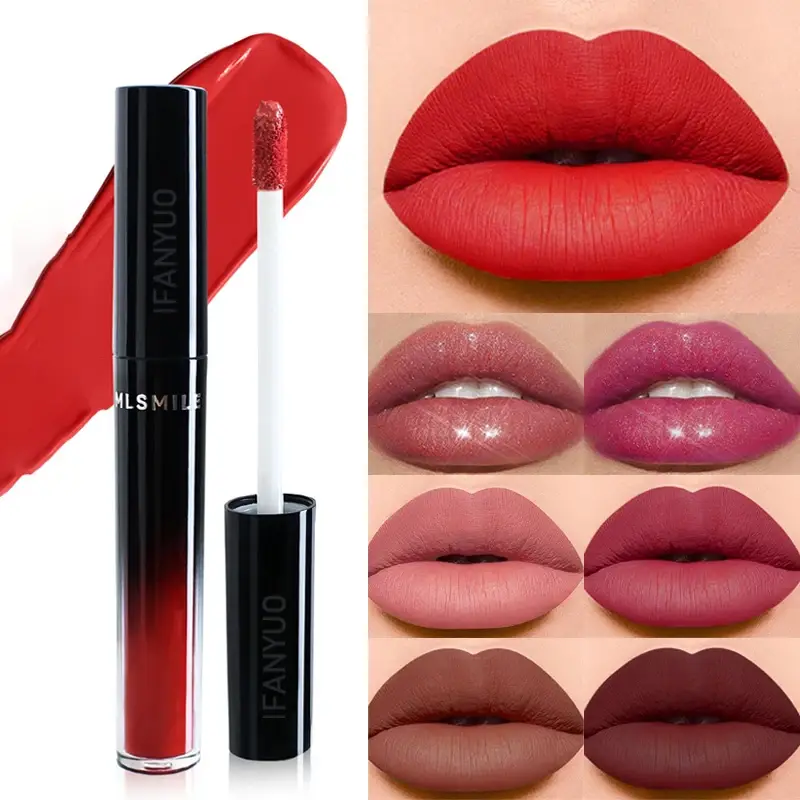 Wasserdichter flüssiger Samt-Matt-Lippenstift, transparentes, feuchtigkeitsspendendes Lippenöl, perlmuttartige, satte Farbe, Lipgloss-Tönung, dauerhafte Kosmetik — image 2