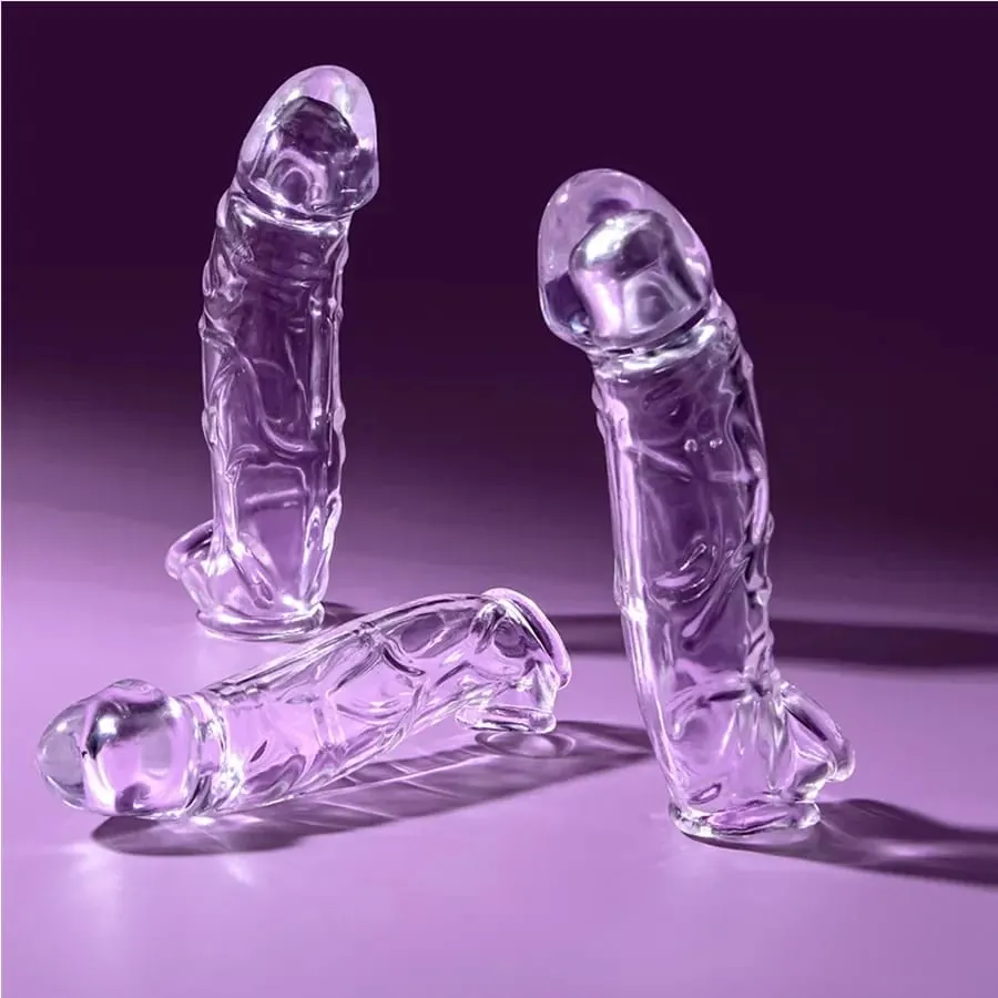 3 ขนาดReusableอวัยวะเพศชายนุ่มClear CockแขนอวัยวะเพศชายExtenderของเล่นสำหรับผู้ใหญ่สำหรับผู้ชายผู้หญิงทนทานPenis Enlargerชาย