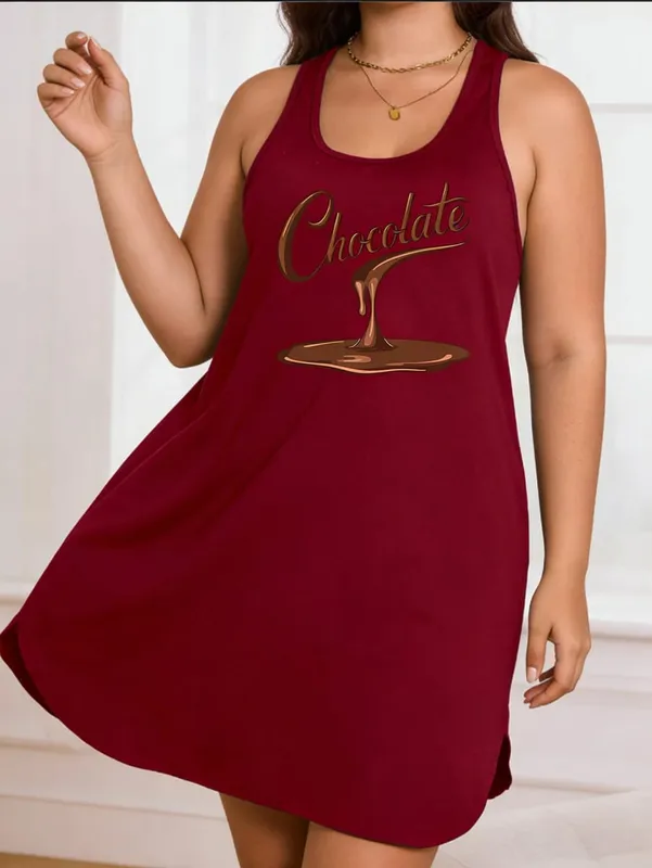 Großes Damen-Pulloverkleid mit Rundhalsausschnitt und „Chocolate“-Aufdruck, eng anliegendem und bequemem Design, geeignet für den Alltag — image 5