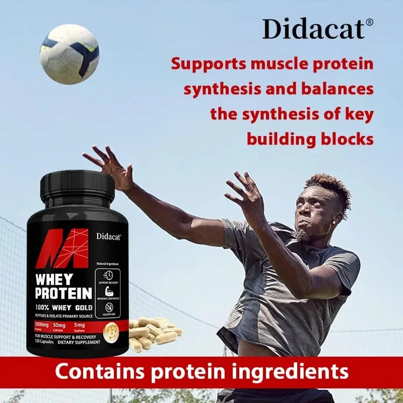 Didacat Whey Protein Concentrate dengan 5000mg Protein Bebas Gluten & Bukan GMO Meningkatkan Imuniti dan Menyokong Pemulihan Selepas Senaman — image 4