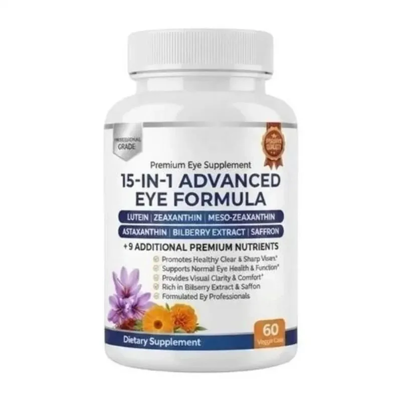 Premium 15-in-1 Advanced Eye Formula mit Lutein, Zeaxanthin, Astaxanthin, Heidelbeere und Safran, unterstützt das Wohlbefinden der Augen, 60 Kapseln