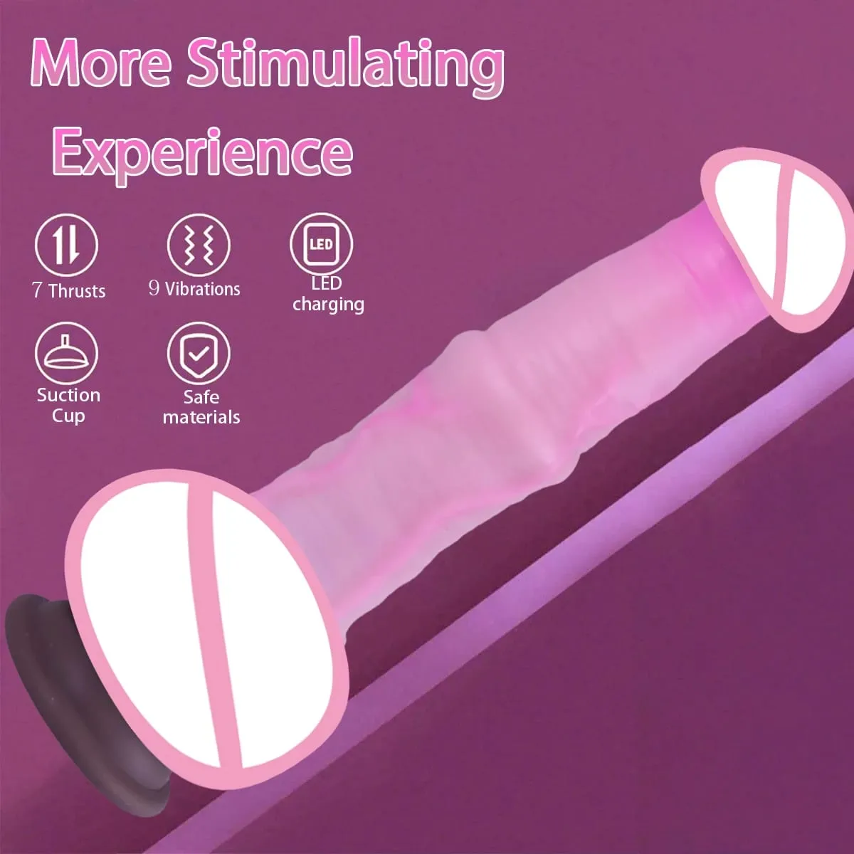 Getaran Dildo Kuda Realistis Besar untuk Wanita Mainan Seks Penggetar Dildo Hewan Penis Pemanas Kontrol Dildo Pendorong Teleskopik — image 5