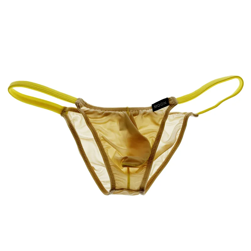 Slip da uomo a vita bassa in seta di ghiaccio con custodia a U Color Block, traspirante, morbido e confortevole, intimo maschile quotidiano — image 3