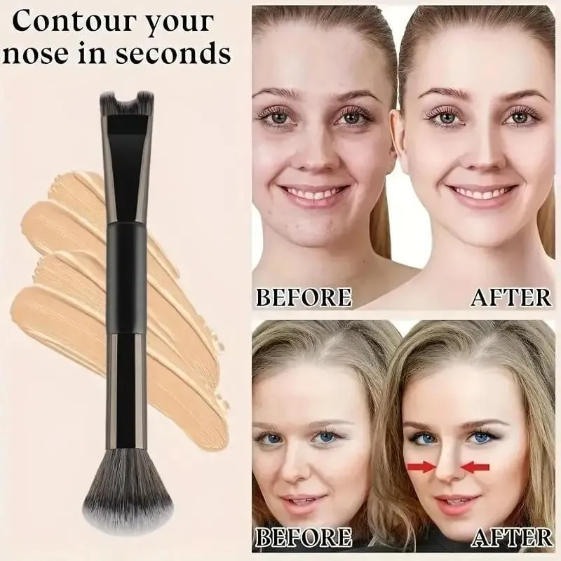 Štětec na make-up s dvojitou hlavou ve tvaru písmene U Sada štětců na kontury nosu Štětec na kontury obličeje pro přesné tvarování nosu — image 6