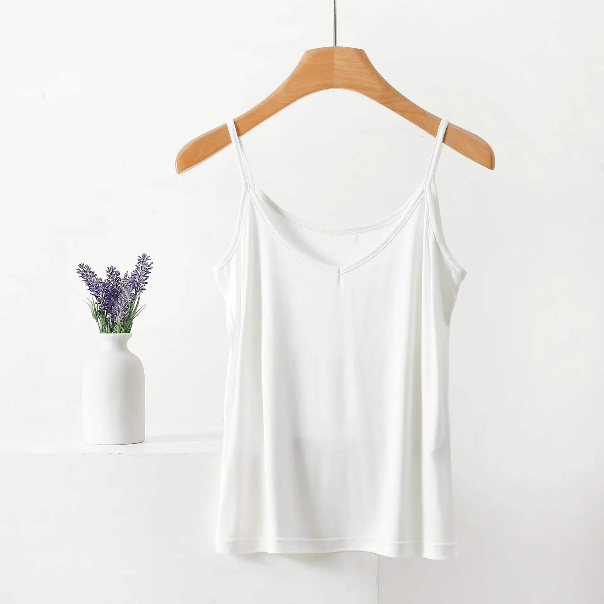 Spaghettiträger-Top für Damen, Neckholder, V-Ausschnitt, Basic-Cami, ärmellose Tanktops, Damen-Sommer-Unterhemd, einfarbig