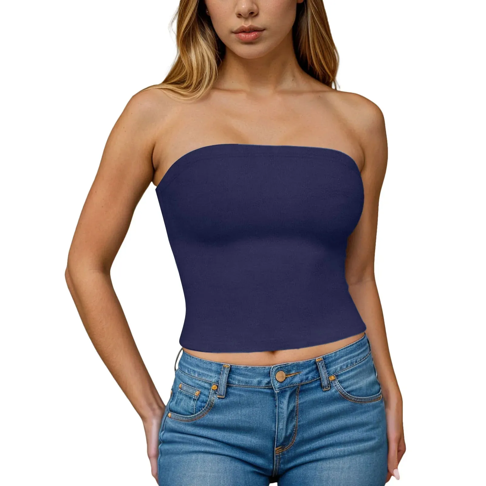 Hauts tubulaires Sexy pour femmes, épaules dénudées, sans bretelles, couleur unie, dos nu, Bandeau, Slim Fit, chemises à bascule, sous-vêtements