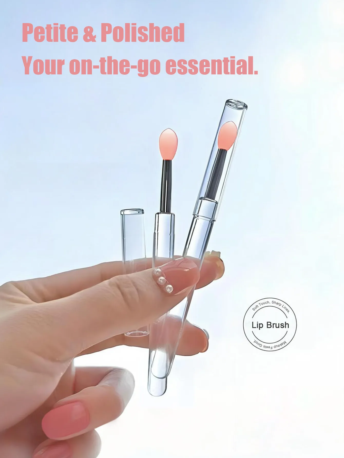 4/10 Stück wiederverwendbare Silikon-Lippenpinsel mit Kappe, tragbarer Lipgloss- und Lippenmasken-Applikator, doppelseitiger Make-up-Pinsel für Lippen und Augen — image 3