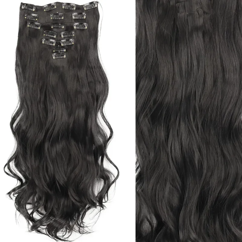 22Inch Long Straight Wavy Hair Extension 7Pcs/Set 16 Clips High Tempreture Synthetic Hairpiece Clip In Hair Extensions — image 8
