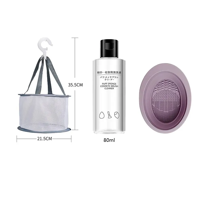 Make-up Pinsel Schwamm Mixer Puff Reiniger Make-Up-Tools Waschen Reinigung Flüssigkeit Schüssel Luft Trocknen Netto Set Für Pulver Lidschatten — image 6