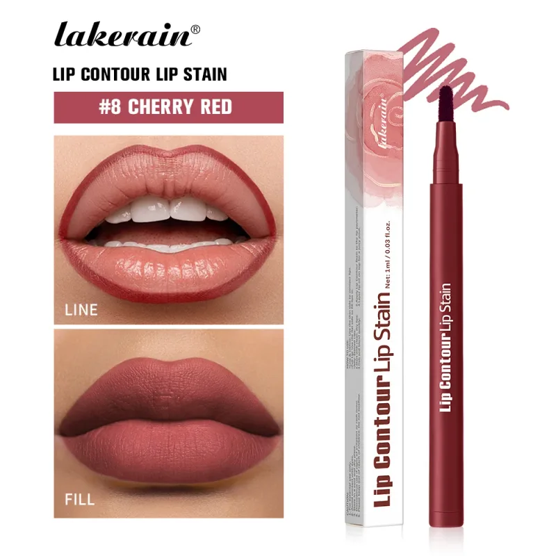 Lakerain Lip Contour Lip Stain ปากกา Smudge-proof Non-Stick CUP Moisturizing Lip แต่งหน้าเครื่องสำอางค์ 2-in- 1 Lip Stain & Liner — image 12