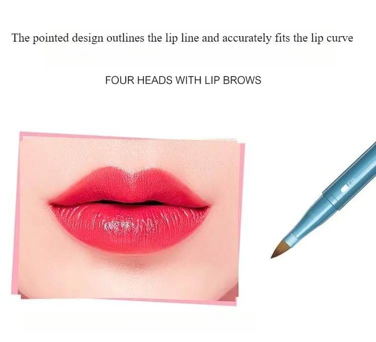 Abnehmbares 4-in-1-Make-up-Pinsel-Set, weiche Borsten und Schwammapplikator für Lippen und Lidschatten, tragbar, mit ABS-Griff — image 3