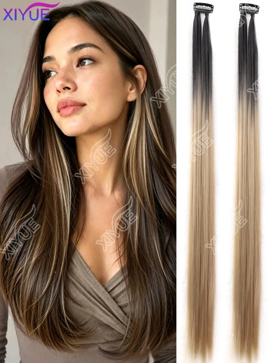 XY Hair Extensions 2 stks/pak Rechte Extensions Multi-Kleuren Hoogtepunten Synthetisch haar Regenboog Haarstukjes voor Meisjes Halloween — image 9