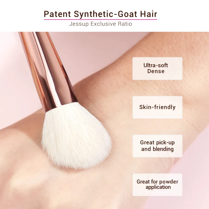 Jessup Set di pennelli per trucco 6 pezzi Pennelli per trucco Kit di pennelli per trucco in polvere naturale-sintetica per contorno fard Evidenziatore Miscela correttore — image 4
