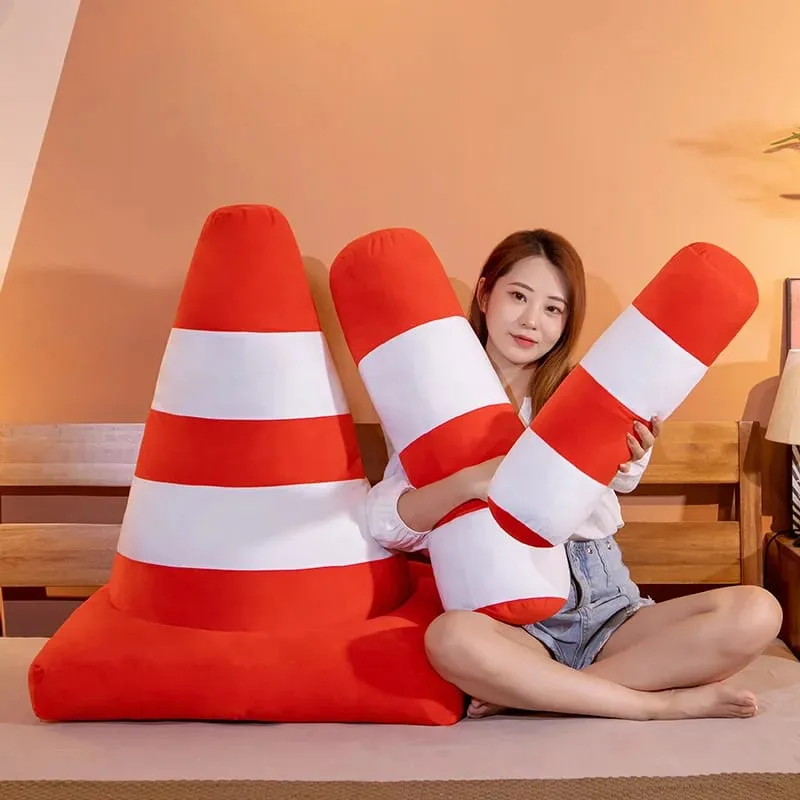 Bantal Mewah Kendaraan Simulasi Laris Mainan Pagar Jalan Penghalang Jalan Kreatif Boneka Lembut untuk Dekorasi Rumah Bantal Tidur Properti — image 3