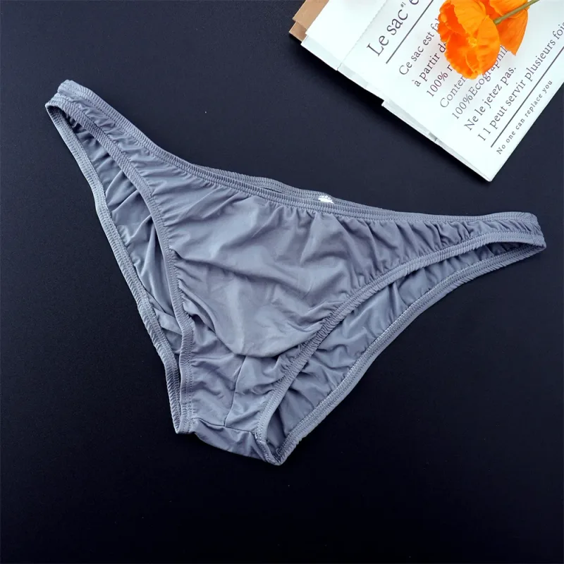Man Solid Color Ice Silk Seamless Briefs Low Waist U Convex Male Panties Ultra-thin Underwear Elastic Quick Dry Breath Panty — image 11