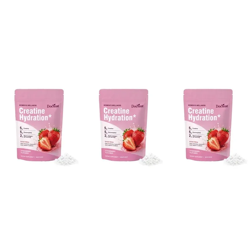 Docteat Creatine Powder Elektrolit Kolagen Vitamin C Biotin Tanpa Gula Perisa Strawberi Wanita Fitness Wellness 30 Hidangan — image 9