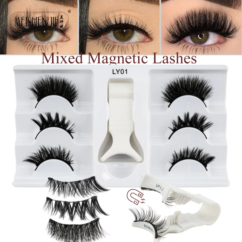 1/3 คู่ Magnetic Eye Lashes ขนตาทำด้วยมือ Soft Reusable Magnetic Lashes ดูธรรมชาติ 3D False Lashes แต่งหน้าแหนบชุด — image 12