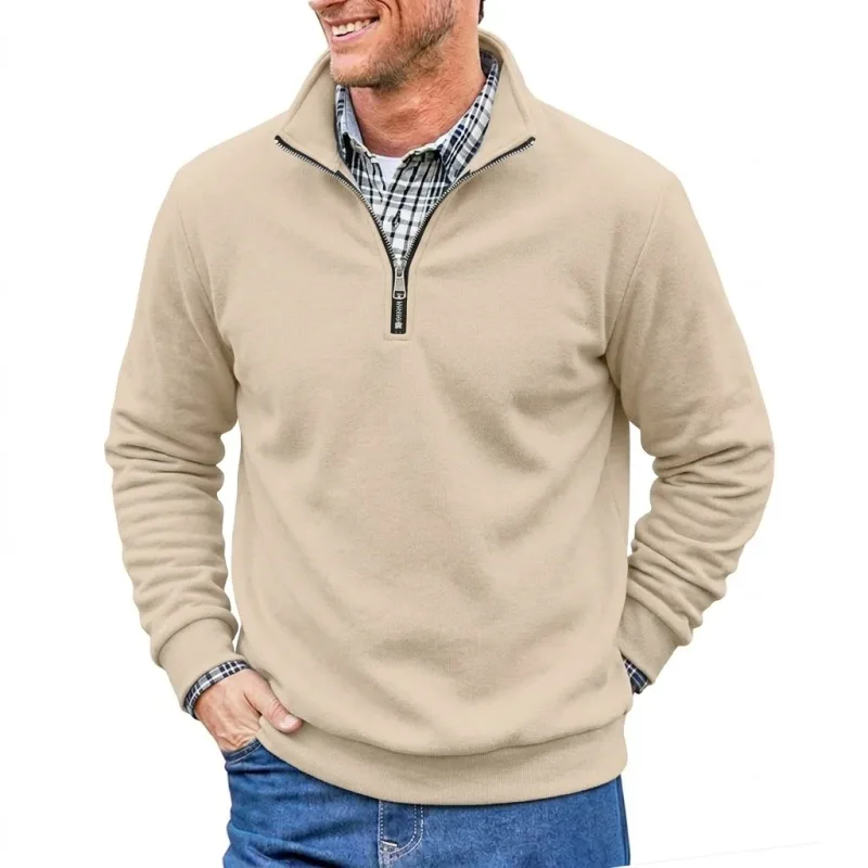 Männer Frühling und Herbst Half Zip Pullover Sweatshirts Einfarbig Outdoor Casual Tops Langarm Hoodie für Sport und Alltag — image 12