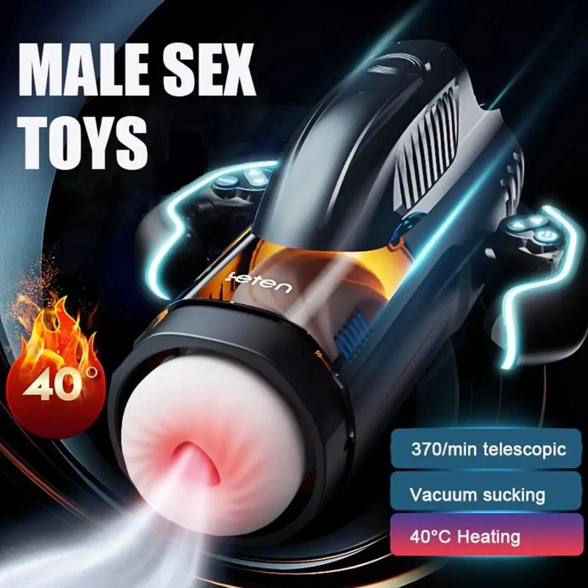 Automatic Male Masturbator with Sucking Thrusting Modes Heating Stroker Blowiob Machine LCD Display Adult Sex Toy for Men