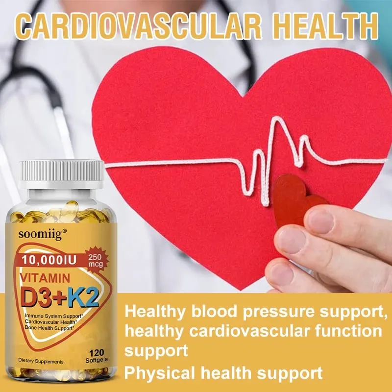 Suplemen Vitamin D3 K2 Softgel Capsule Menyokong Tulang Sendi dan Kesihatan Imun Tulang Kuat & Sihat untuk Lelaki Wanita — image 6