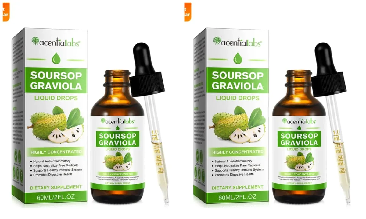 Acentiallabs Hot Sale 60ml Soursop Bitter Liquid Drops Dietary Supplements 100% Pure Organic Soursop Graviola Extract for Adlut — image 8