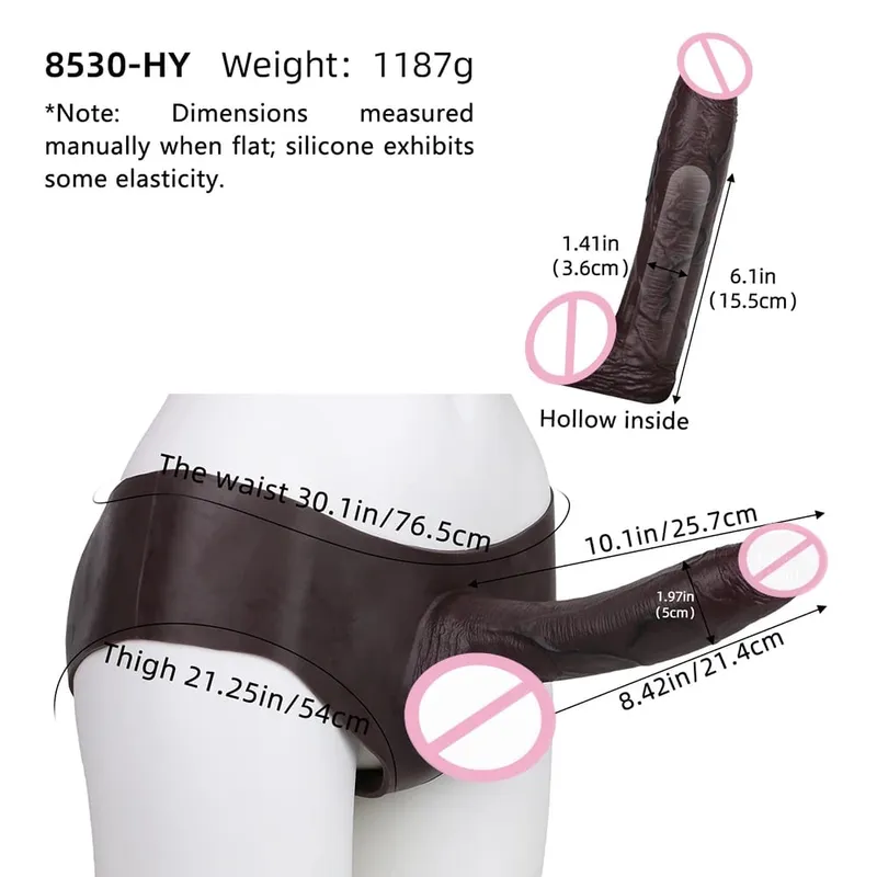Ultra Realistic Hollow Dildo Panties Silicone Briefs Strapon Penis Extend Sleeve Pants Sex Toys For Men Dick Enlargement — image 2