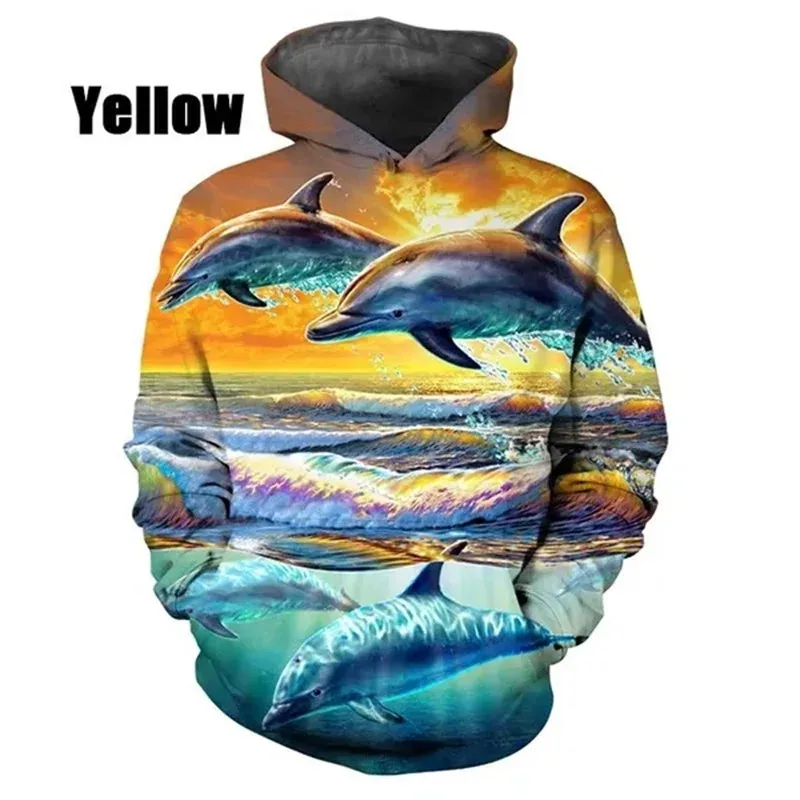 Gran oferta, sudaderas con capucha con estampado 3D de delfines, pulóver informal, sudaderas para hombres y mujeres, ropa de calle, sudaderas con capucha de gran tamaño para niños