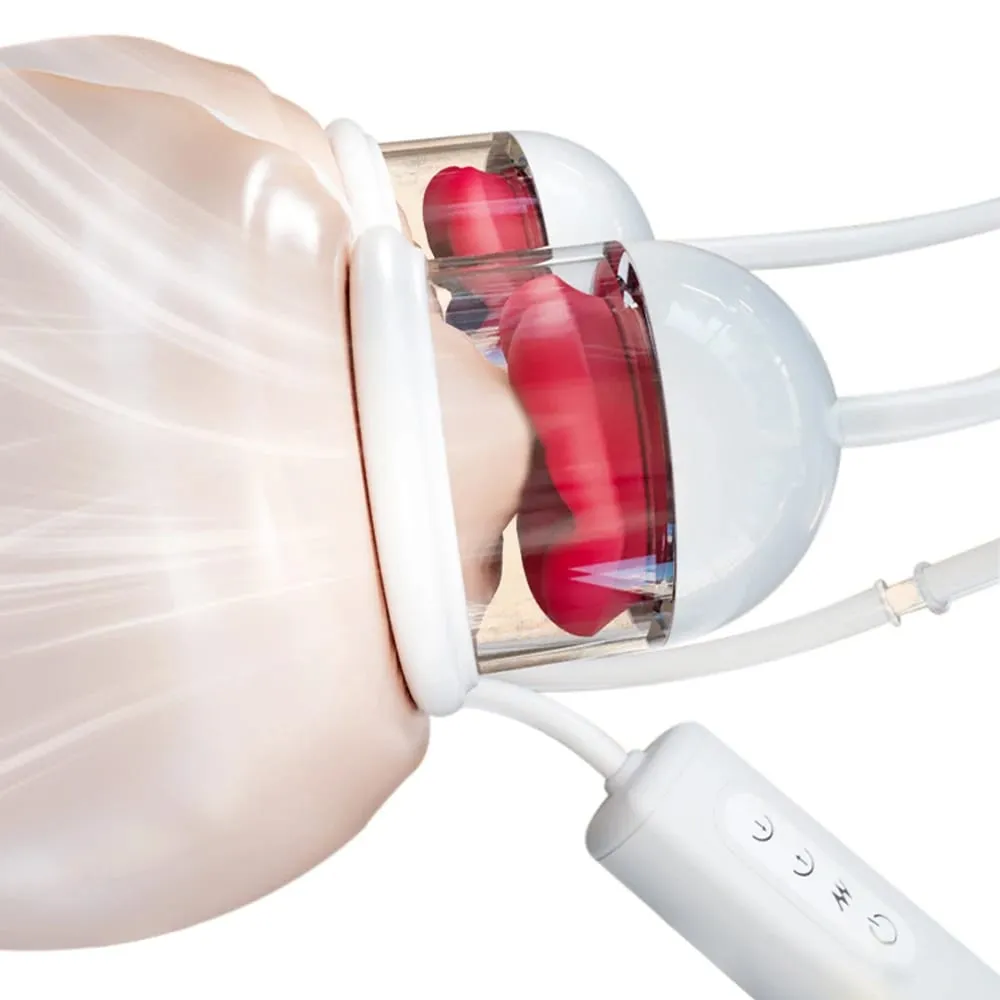Gierige Doppelbecher-Saugnapf-Vibrations-Milchpumpe, Brustmassagegerät, Brustmasturbator, Nippellecken, Saugnapf, Sexspielzeug für Erwachsene — image 1