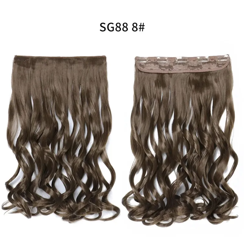 Long Straight Curly One Piece 5clips Clip-in Extensions 22Inch Heat Resistant Hairstyles Colour Mix Blonde Hair Piece For Women — image 46