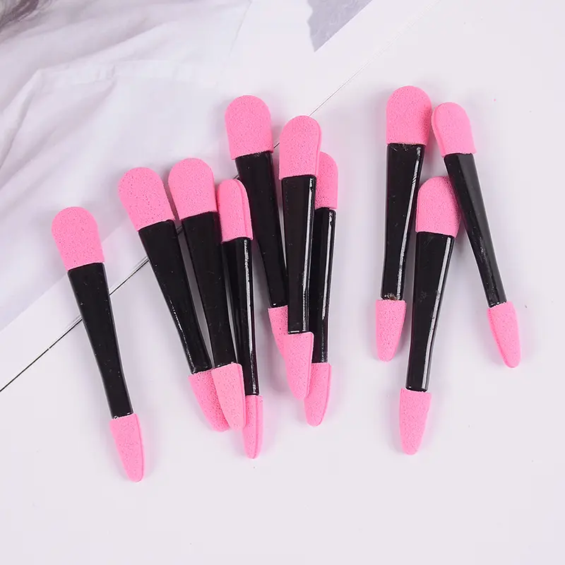 10pcs 더블 엔드 아이 섀도우 애플리케이터 프로 스펀지 아이 섀도우 메이크업 용품 휴대용 아이 섀도우 브러쉬 파우더 브러쉬
