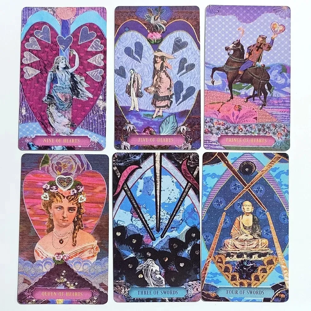 Dvojitý reliéf Zerner-Farber Tarot Deck 10,5*6cm 78 ks Koláž Art Tarotové karty Nástroj pro duchovní věštění v pevné krabičce — image 5