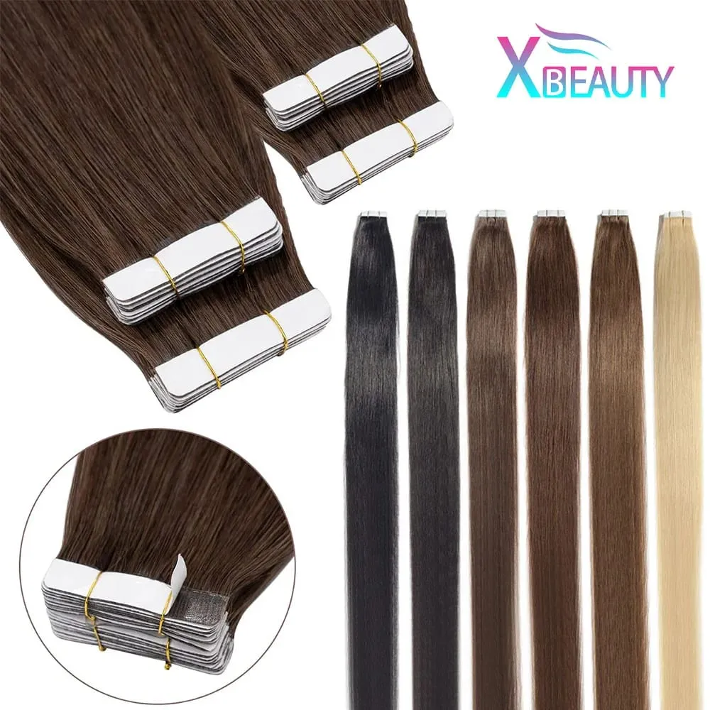26 นิ้วเทปต่อผม 100% Human Hair กาวเปลี่ยนได้ไม่มีรอยต่อ Weft เทป 20/40pcs ตรงผมสำหรับสตรี — image 2
