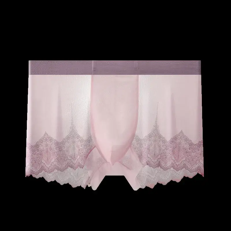 Seluar dalam Lelaki Lace Mesh Patchwork Musim Panas Ultra Nipis Bernafas Seluar Boxer Seksi Bulge Pouch Seluar Dalam Seluar Dalam Melihat Melalui Batang — image 2