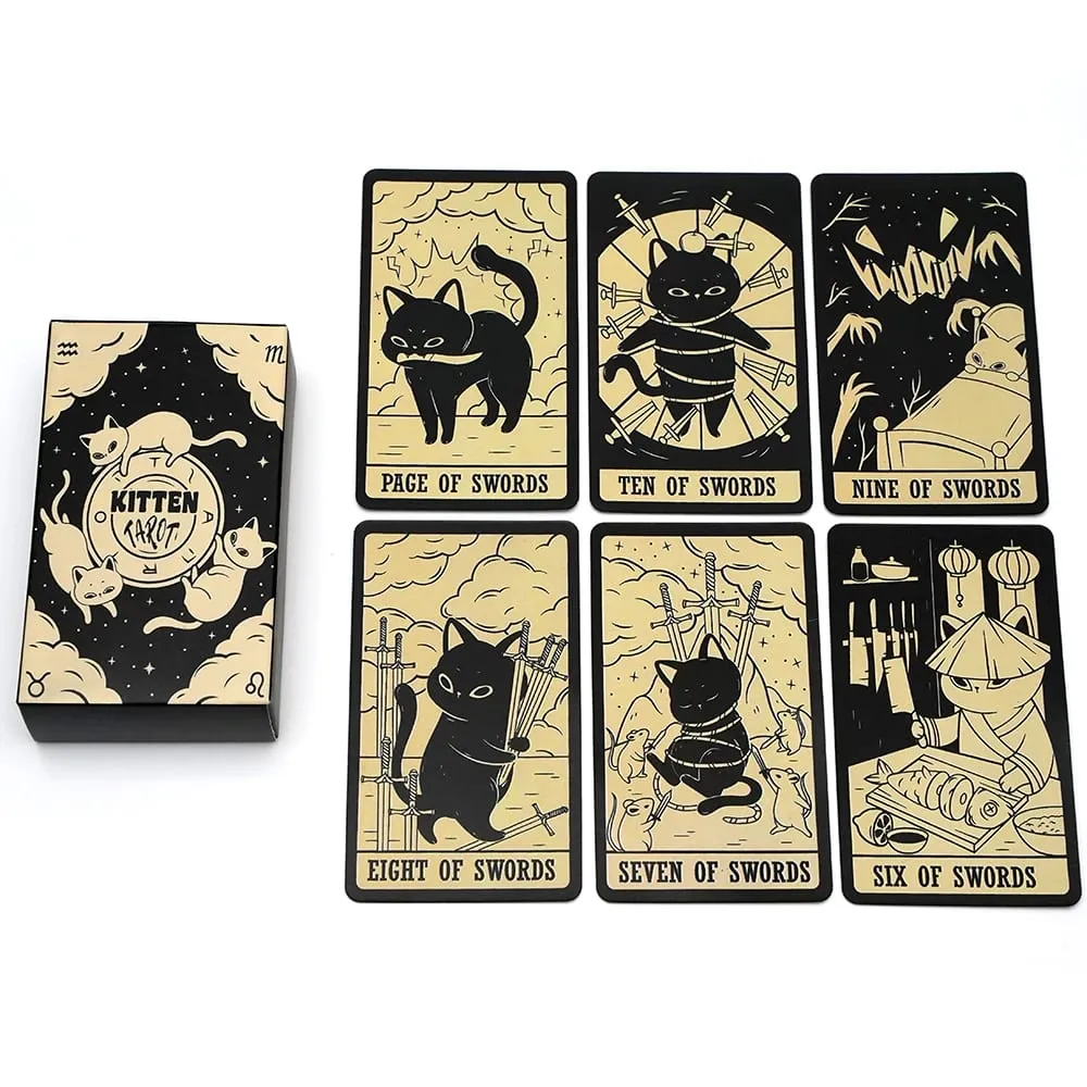 78 pz Carte Mazzo Gattino Tarocchi Carte Oracle Destino Divinazione Intrattenimento per il tempo libero Riunioni di famiglia Tarocchi Gioco da tavolo — image 1
