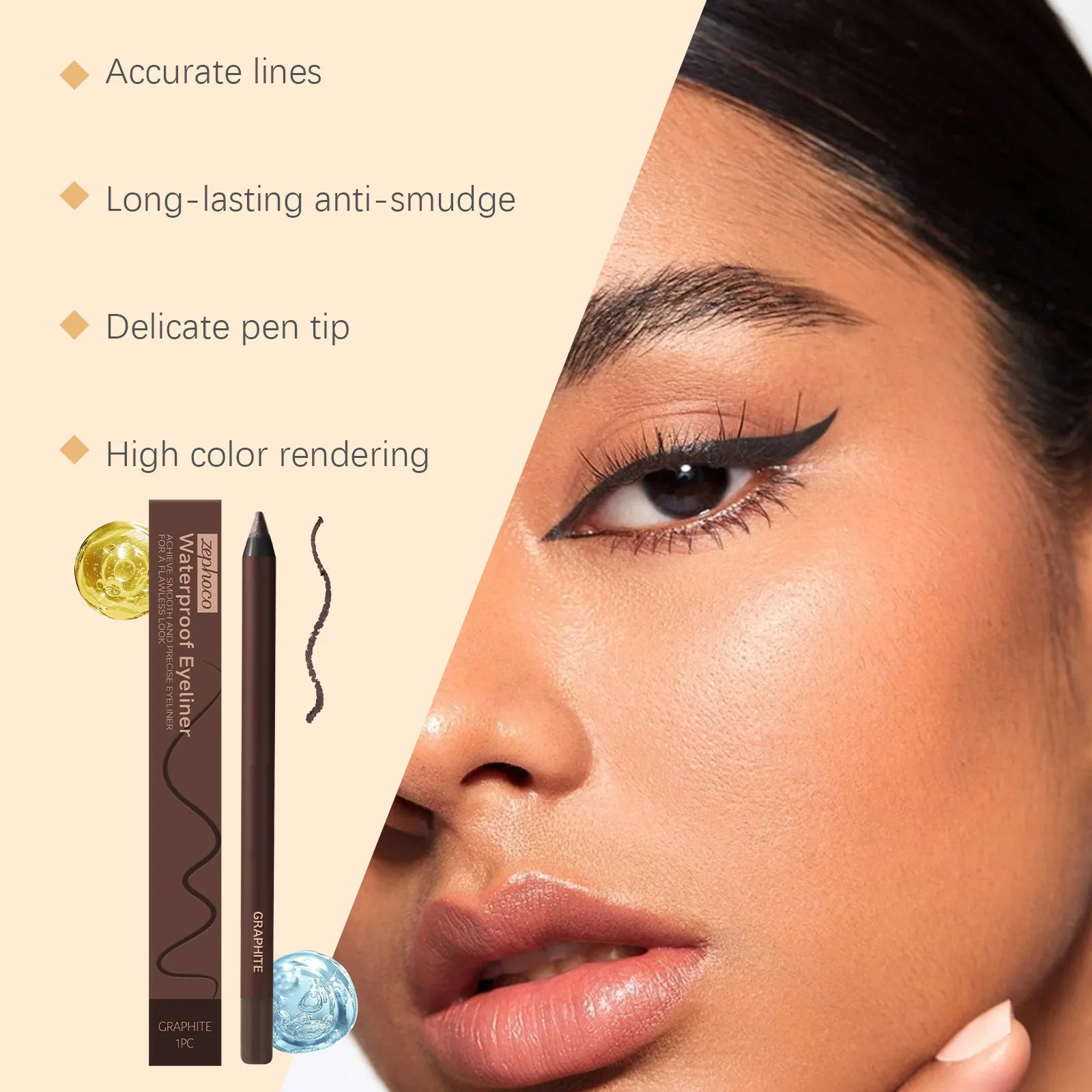 Zephoco Gel Eyeliner Pen Impermeabile Liscio Trucco Degli Occhi di Lunga Durata A Prova di Sudore A Prova di Olio A Prova di Sbavature Eye Liner Matita Trucco — image 6